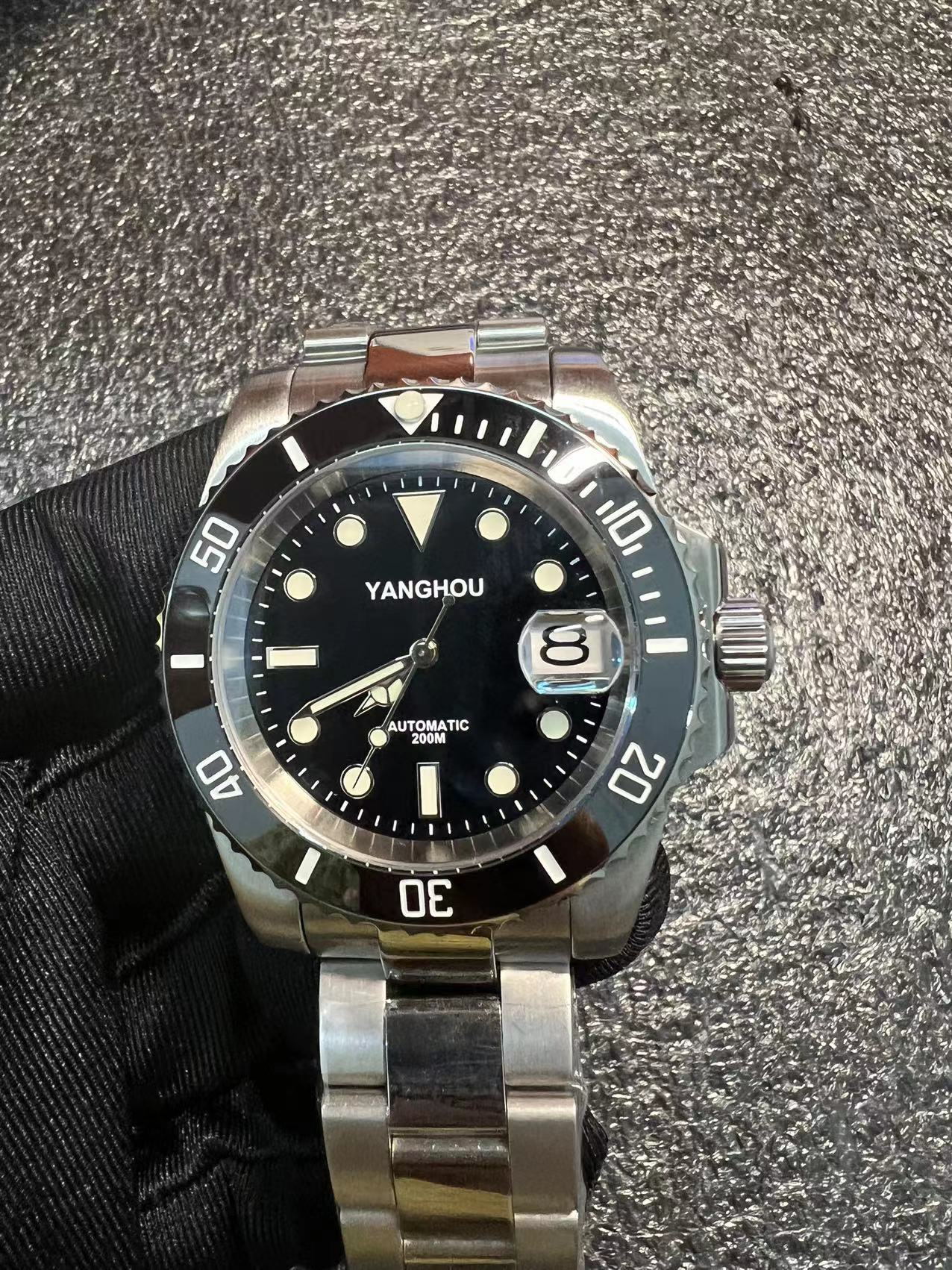 YANGHOU BRAND Men Mechanical Wristwatch black 40mm Stainless Steel Men Watch NH35 Sapphire Glass Men Watches